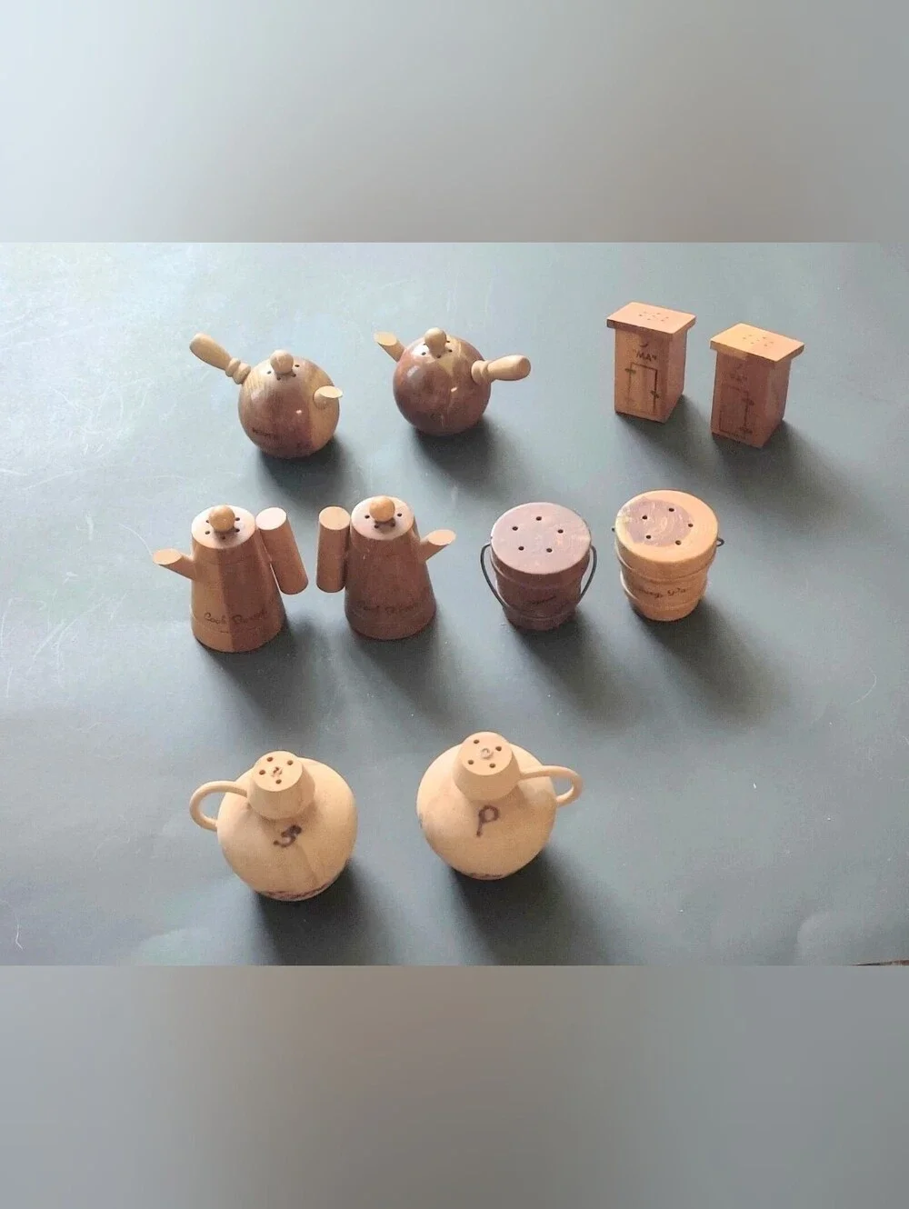5 PairsVintage Wooden Salt And Pepper Shakers